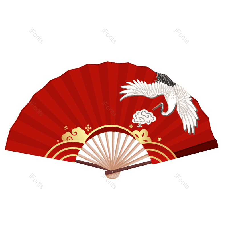 中国图片,扇子元素,折扇PNG,红色免抠素材